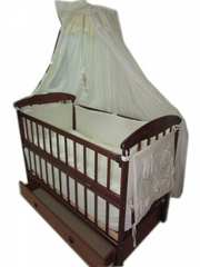 Кроватка Наталка,  матрас кокосовый,  постельный набор 8 элементов 